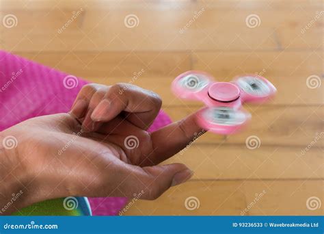 Girl Playing With Fidget Spinner Stock Image Image Of Exercise Invention