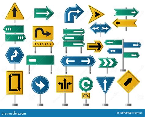 Arrows Direction Road Signs For Street Or Highway Traffic Navigation