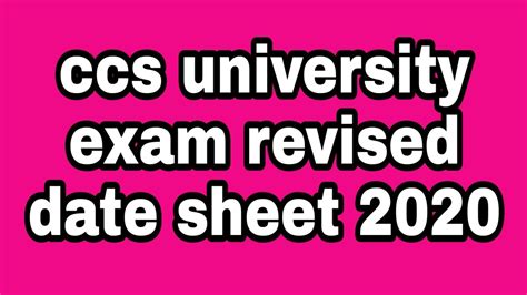 Ccs University Exam Revised Date Sheet 2020 Ccsu Exams Revised Date