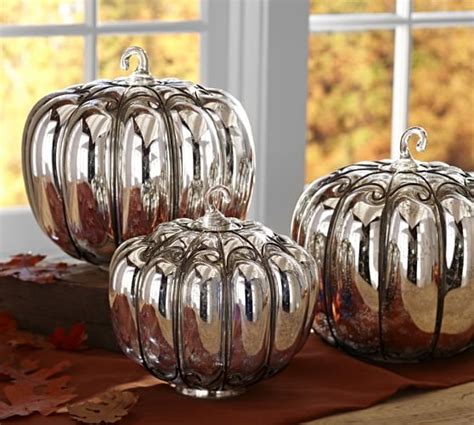 Mercury Glass And Wire Pumpkins Pottery Barn