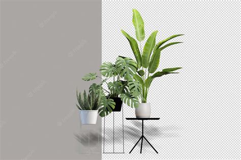 Premium Psd Render Of Isolated Plant Metal Pot Isometric Front View