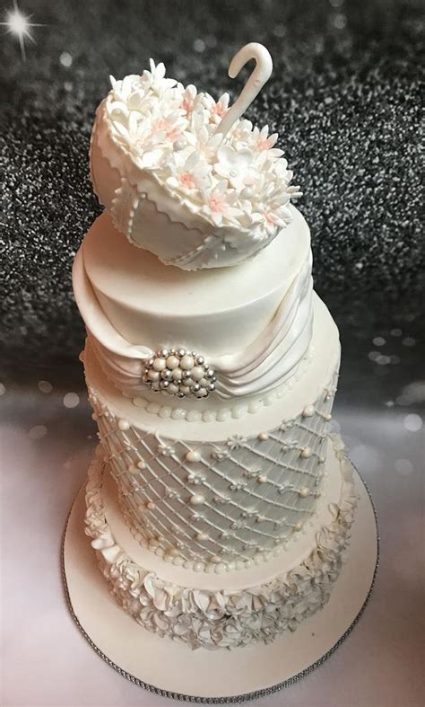 White Wedding Cake Decorated Cake By Nehasbakery Cakesdecor