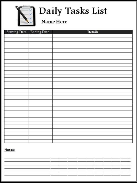 6 Best Images Of Printable Daily Task List Template Printable Daily