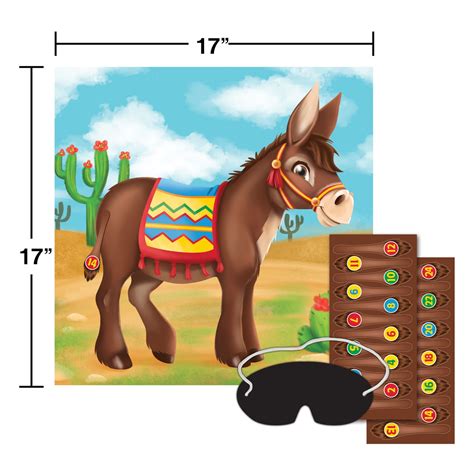 Club Pack Of 12 Multicolor Festive Pin The Tail On The Donkey Children