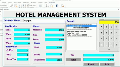 How To Create Hotel Management System In Vba Ms Word YouTube