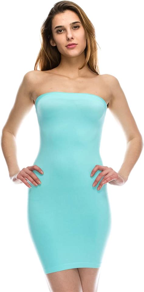 Kurve Womens Strapless Mini Dress Sleeveless Bodycon Sexy Stretchy