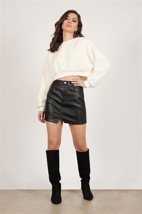 Tobi Mini Skirts Womens Jawbreaker Black Faux Leather Mini Skirt