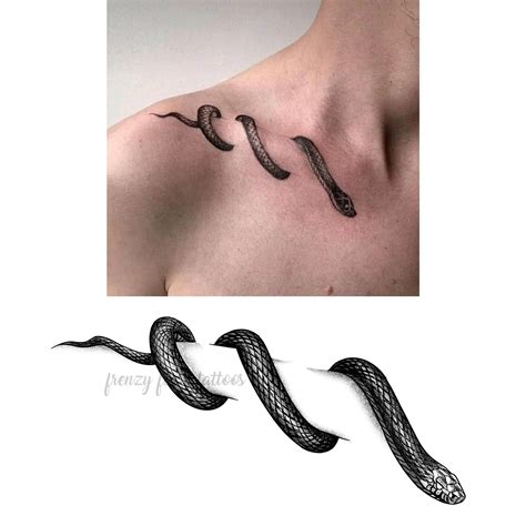 Snake Collarbone Temporary Tattoo Halloween Tattoos Spooky 3d Tattoo