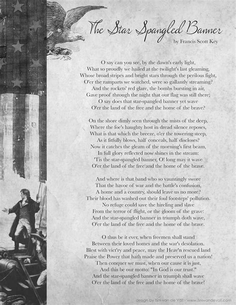 The Star Spangled Banner Lyrics Social Studies Printables