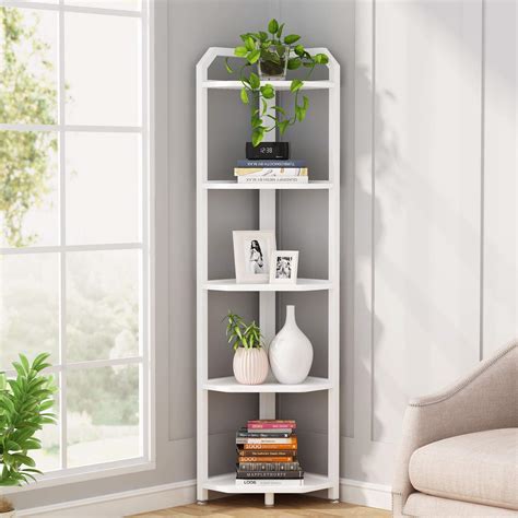 Buy Tribesigns White Corner Shelf 5 Tier Corner Bookshelf And Bookcase