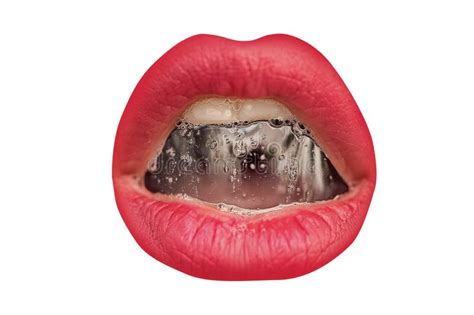 Woman Mouth Lesbian Lips With Saliva Female Lip Stock Image Image