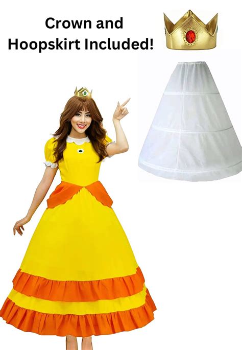 Princess Daisy Costume Dress For Women Princess Peach Dress Up Super Mario Party Womens