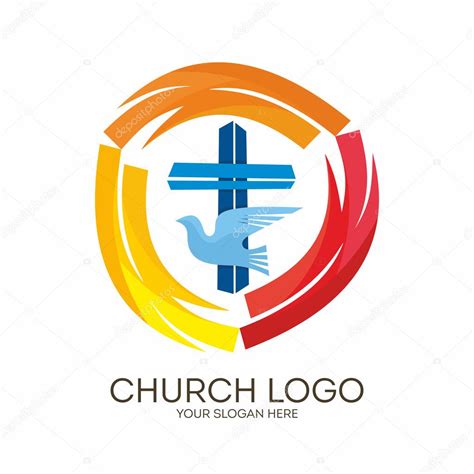 Logotipo De La Iglesia Símbolos Cristianos Jesús Cruz Y Paloma El