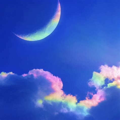 Monday Moon Pretty Sky Rainbow Wallpaper Cloud Painting