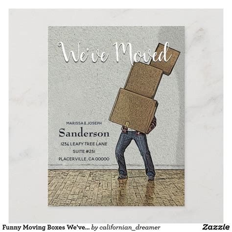 Funny Moving Boxes Weve Moved Announcement Postcard Zazzle Funny