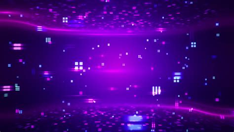 Abstract Background With Fast Animation Of Techno Pixels Glow