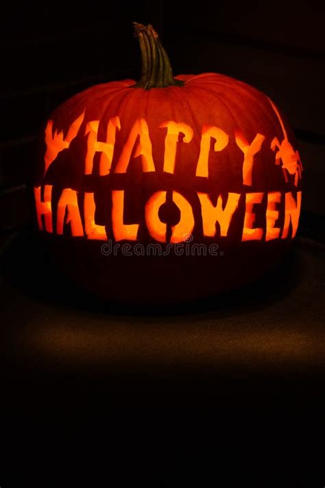 Happy Halloween Carved Pumpkin Stock Photo Image Of Holiday Dark