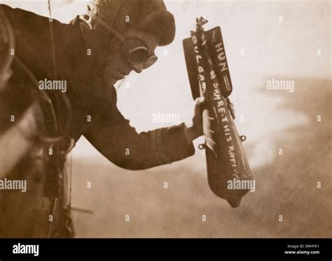 British Airman Dropping A Bomb By Hand Ww1 Stock Photo 66163077 Alamy