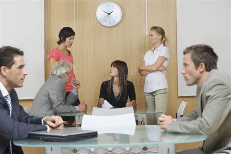 Happy Executives In Meeting At Office Stock Photo Image Of