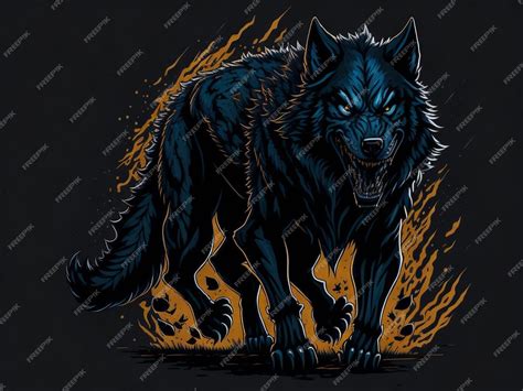 Premium Ai Image Angry Wolf Howling In Fire With Flames And Flames
