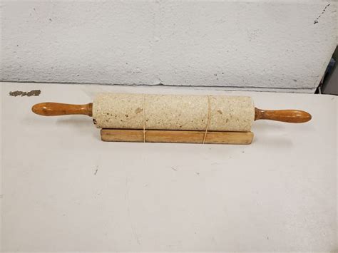 Biddergy Worldwide Online Auction And Liquidation Services Vintage Marble Rolling Pin With
