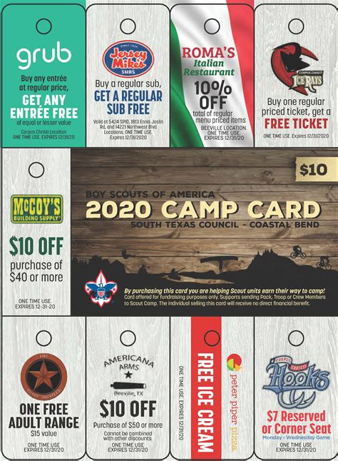 The intent of the camp card sale is to allow units to raise funds to pay for their year round camping program. Camp Card :: Boy Scouts of America - South Texas Council