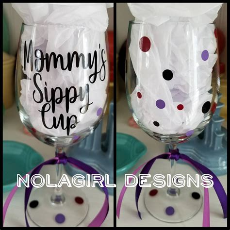Mommys Sippy Cup Wine Glass Vinyl Decorated Personalized Glass