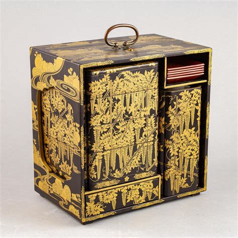 Lot A Japanese Black Lacquer And Gilt Picnic Box