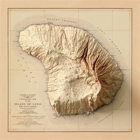 Lanai Island Map Hawaii Map Lanai Relief Map Lanai Etsy India