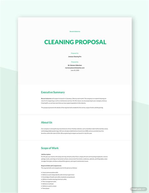 Cleaning Services Proposal Templates Documents Design Free