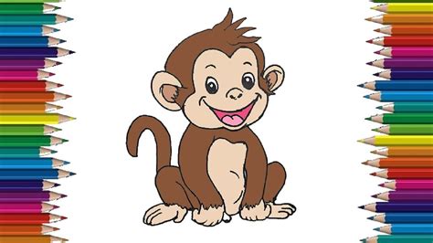 How To Draw A Baby Monkey Cute And Easy Cartoon Monkey Drawing Step