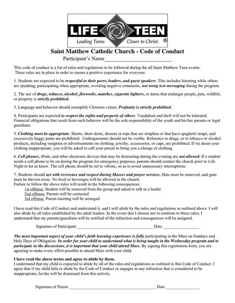 Code Of Conduct Template Word