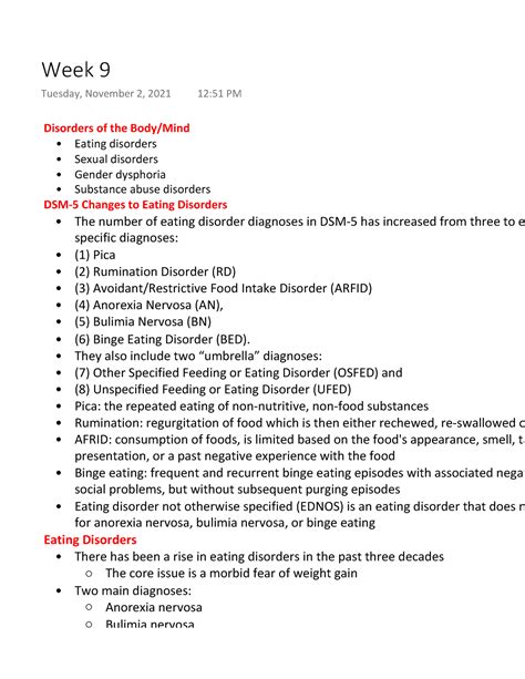 Week 9 Disorders Of The Body Mind Disorders Of The Body Mind Eating Disorders Sexual