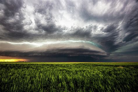 Sublette Splendor Supercell Thunderstorm Over Wheat Field In Kansas
