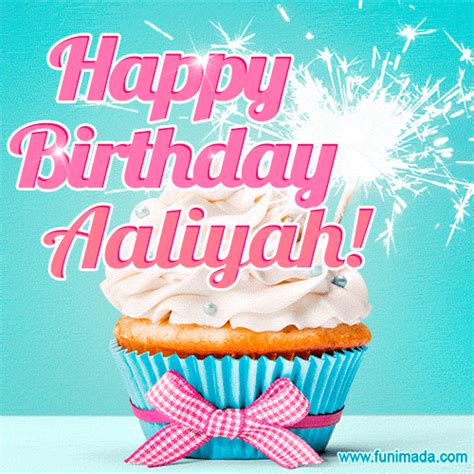 Happy Birthday Aaliyah Elegang Sparkling Cupcake  Image