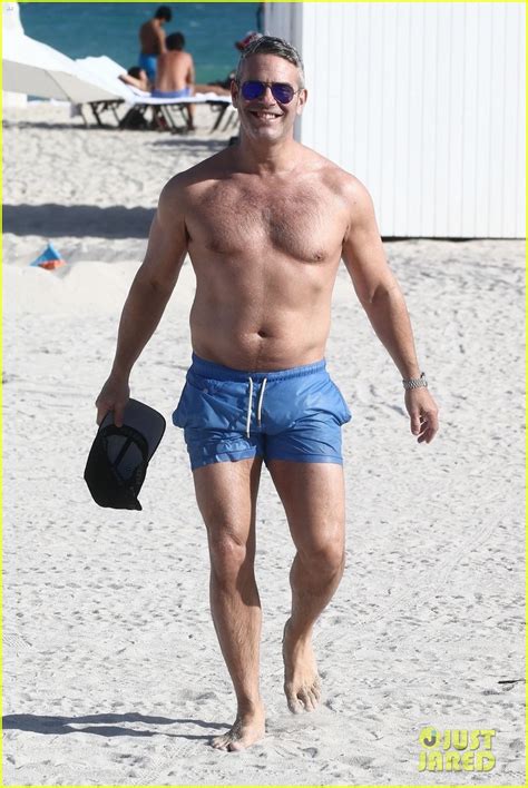 andy cohen shows off his buff bod shirtless on the beach in miami