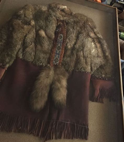 Antique 1860s Native American Trapper Fur Coat With Exquisite Beadwork Nice Fur Coat