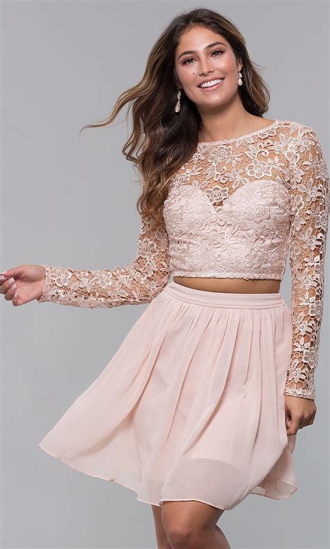 Two Piece Short Hoco Dress In Blush In 2019 Dresses Homecoming