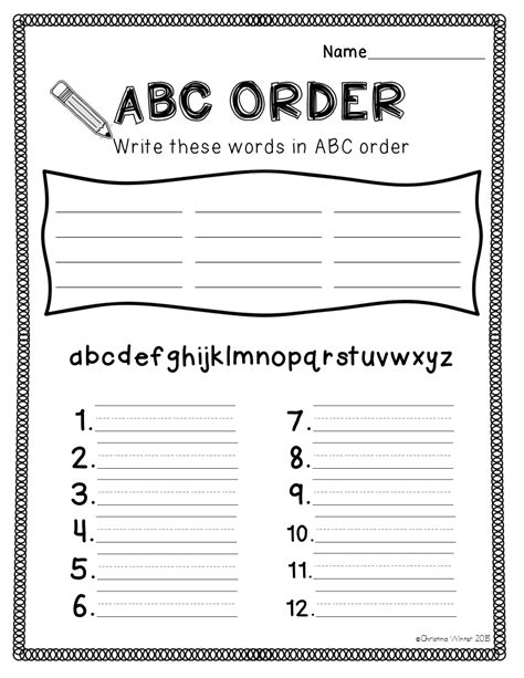 Free Printable Abc Order For Second Graders Order Free Printable
