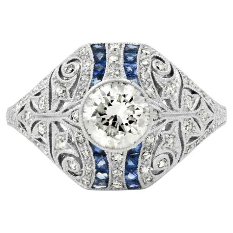 Art Deco Style Ct Center Emerald Diamond Tcw Platinum