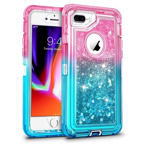 Cute Gradient Glitter Liquid Case Cover For Iphone 8 7 6 Plus Fits