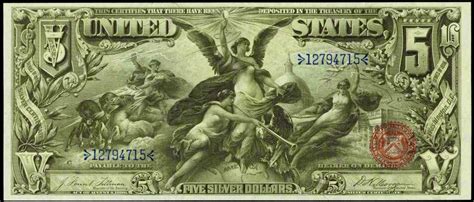 1896 Five Dollar Silver Certificate From The Educational Seriesworld