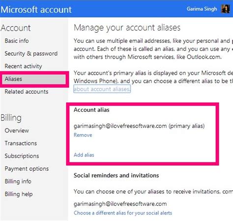 Change Email Address Of Microsoft Account In Windows 8