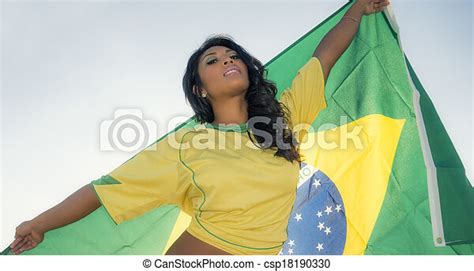 beautiful brazil football soccer fan canstock