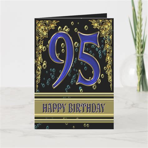 95th Birthday Card With Gold And Bubbles Zazzle 30th Birthday Cards Birthday Wishes Cards