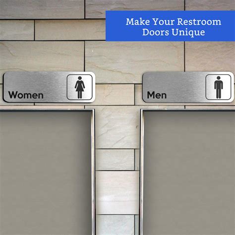 Buy Brushed Aluminum Restroom Signs Set Of 2 Men And Women Modern