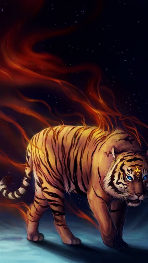 Tiger Fantasy Magical Flame 4k Hd Artist 4k Wallpapers Images Images