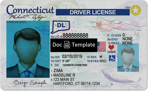 Us Connecticut Driver License Template Psd Psd Templates