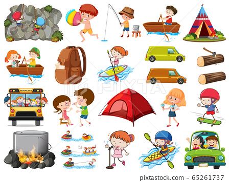 Set Of People Doing Different Activities On White Stock Illustration