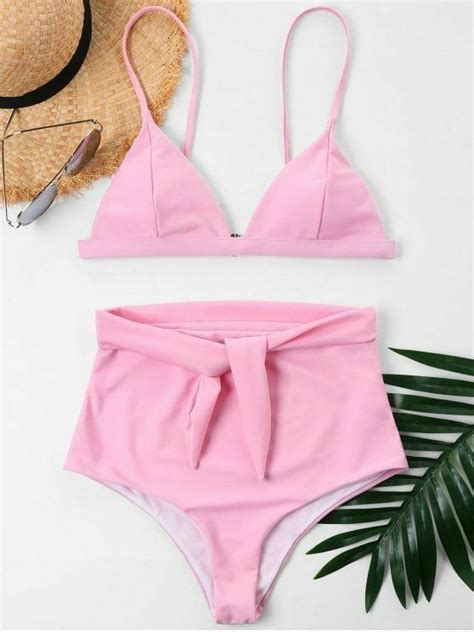 Buy Set Falbala Halter Beach Swimsuit In High Rise Bikini
